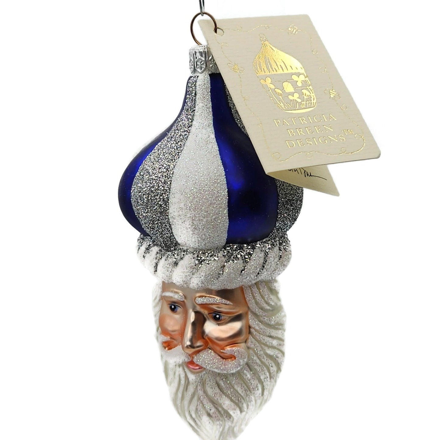 Patricia Breen Carnival Noel Blue Silver Santa Claus CO Christmas Tree Ornament