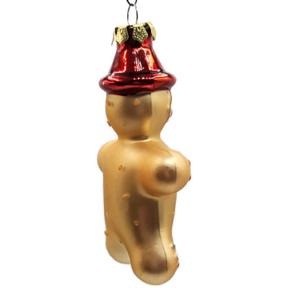 Gingerbread Man Polka Dot With Red Hat Old World Christmas Tree Ornament