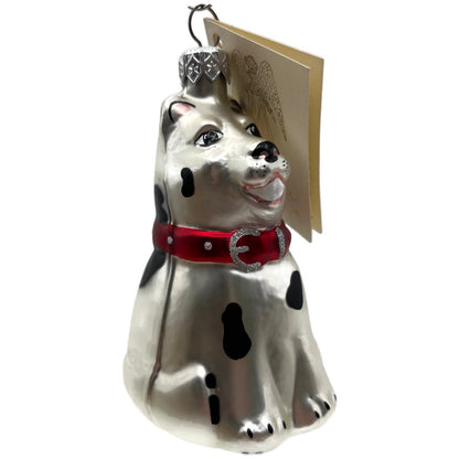 Patricia Breen Laughing Dog Sitting Pearl White Animal Christmas Tree Ornament
