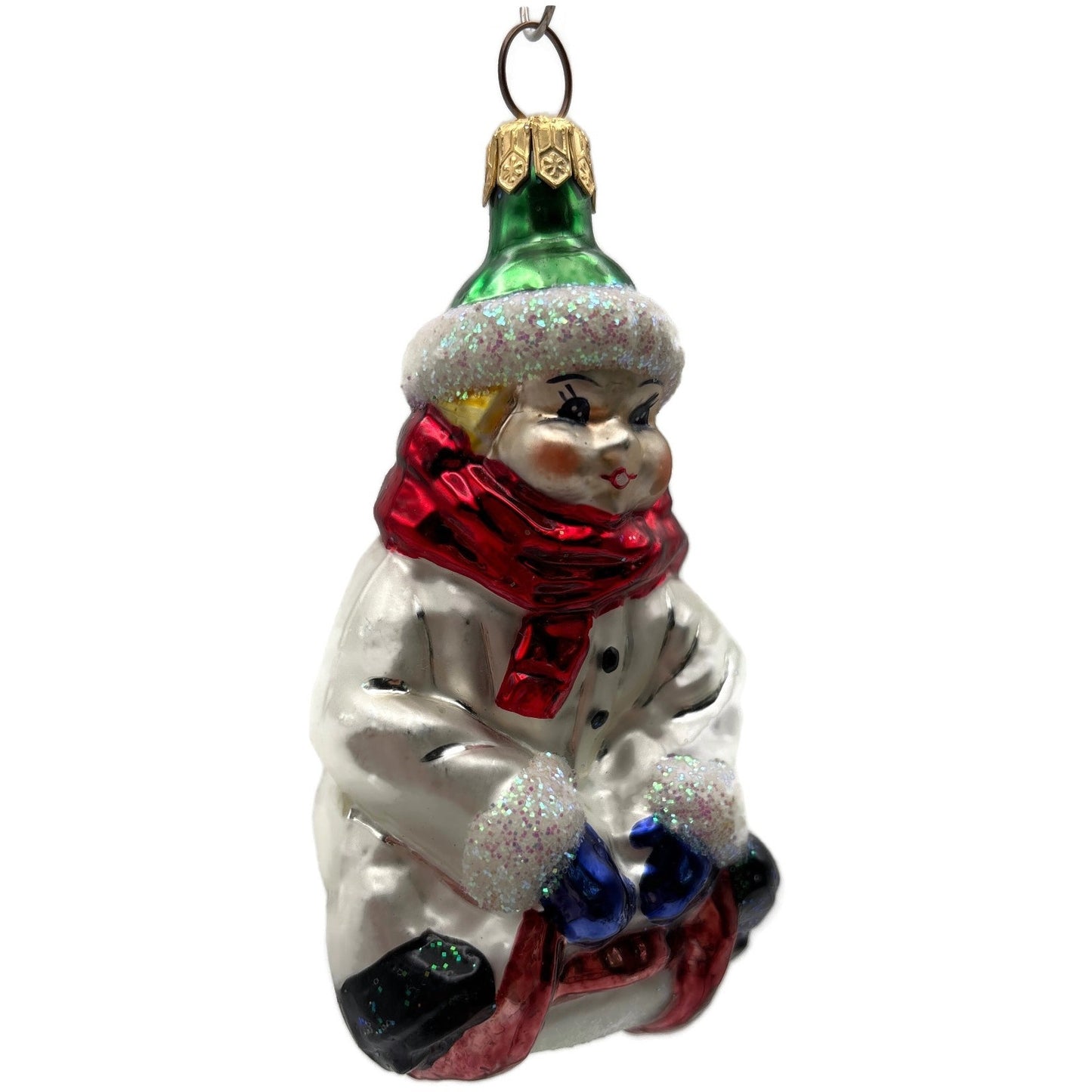Christopher Radko Here I Go Child Sledding Christmas Tree Ornament 96-186-0