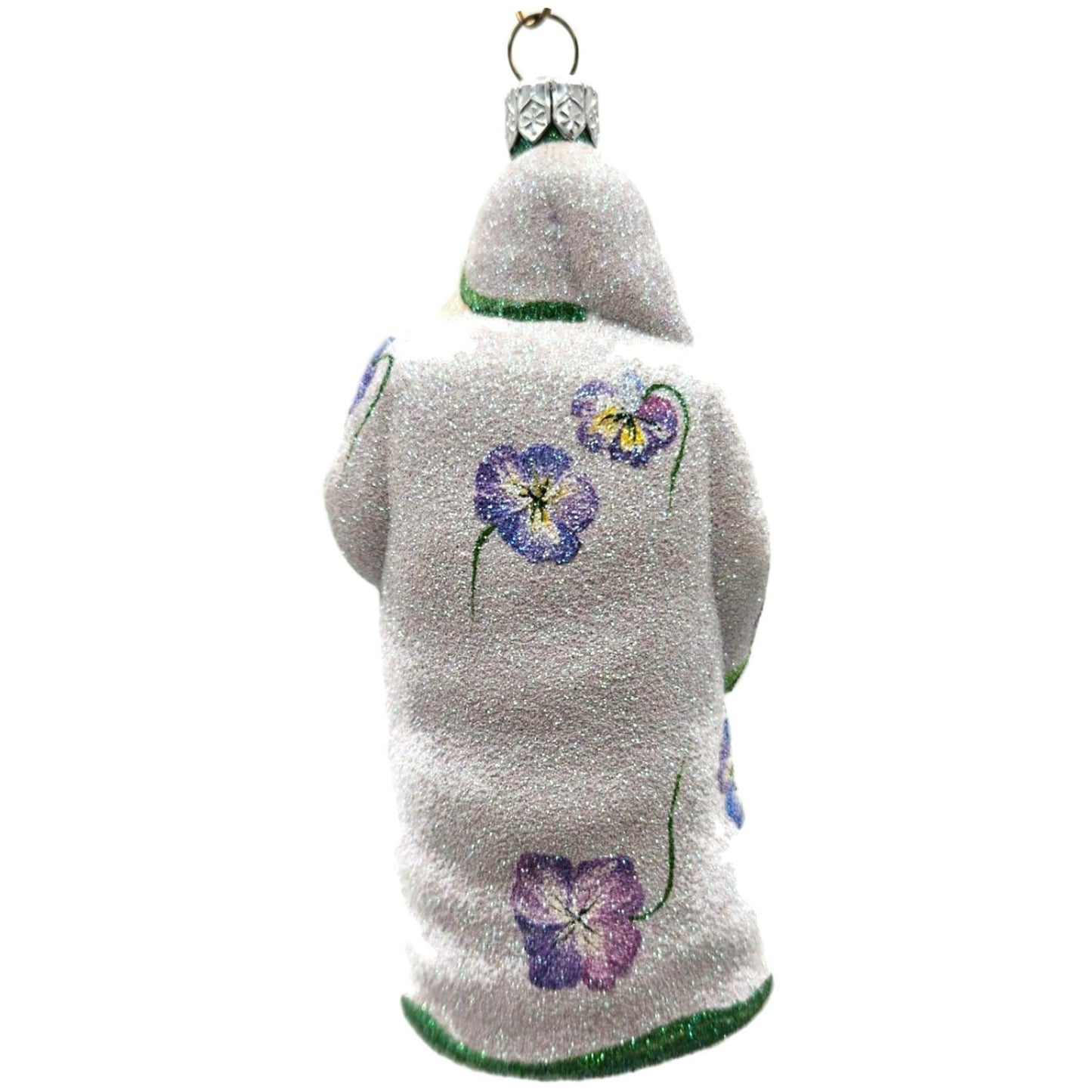Patricia Breen Sowing Time Pansies Lavender Santa Christmas Tree Ornament