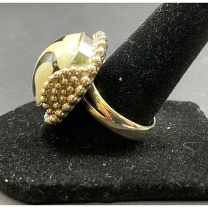 Zebra Jasper Cushion Cut Ring Crystal Sterling Silver Gold Plated Sejan Stamped