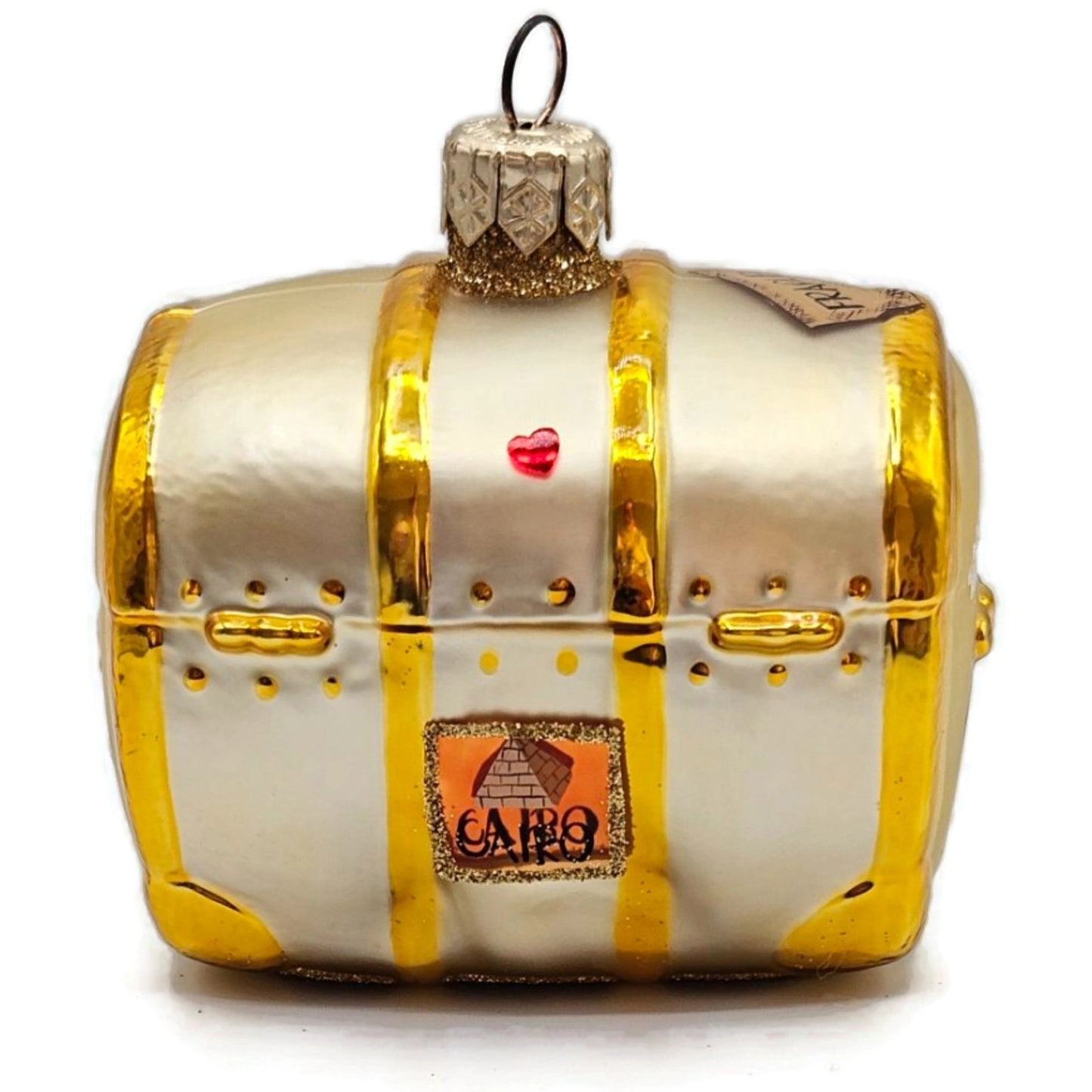 Patricia Breen Bon Voyage Gold Georgia Green Travel Trunk Christmas Ornament