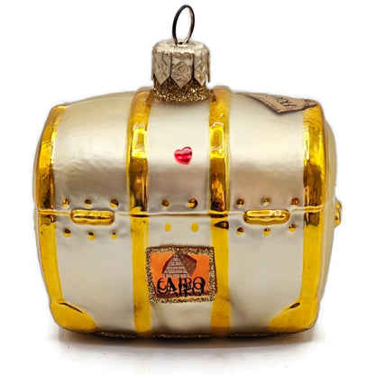 Patricia Breen Bon Voyage Gold Georgia Green Travel Trunk Christmas Ornament