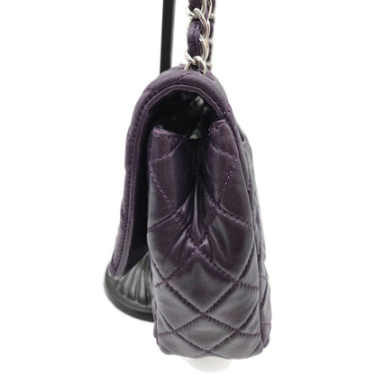 Chanel Classic Single Flap Medium Purple Lambskin Silver Chain Quilted Handbag