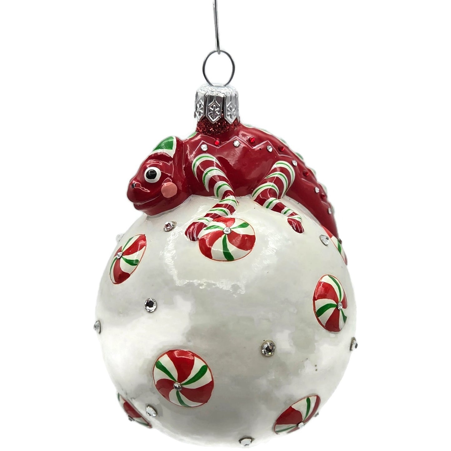 Patricia Breen Happy Holidays Hamish Peppermint Chameleon Christmas Ornament