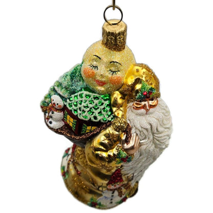 Patricia Breen Santa for Jessica Jeweled Holly Snowflakes Snowman Ornament 2500