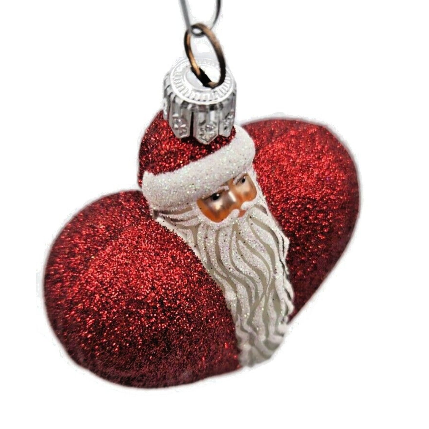 Ornament Patricia Breen Santa du Coeur Red Valentines Heart Glittered Holiday