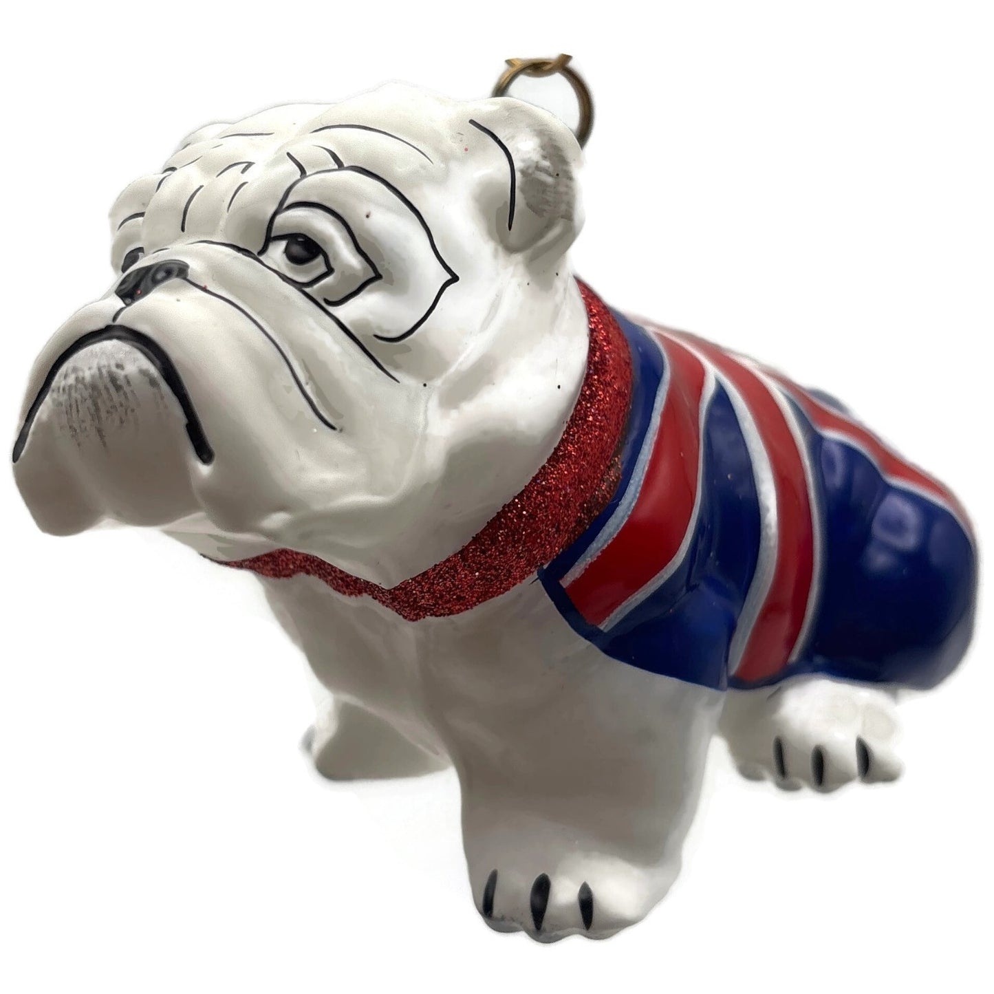 English Bulldog Union Jack Polish Glass Christmas Tree Ornament Dog England