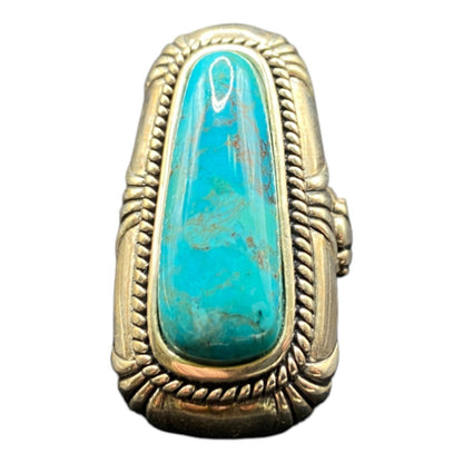 AAJ Ring Native American Blue Turquoise Gemstone 925 Sterling Silver Thailand 8