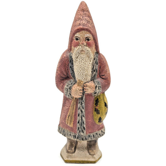 Vaillancourt Vaillancourt Belsnickel with Holly Sack Chalkware Folk Art Figurine