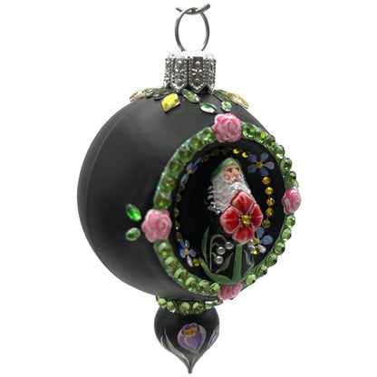 Patricia Breen Memento Reflector Botanical Black Petite Drop Christmas Ornament