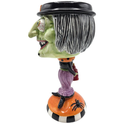 Department 56 Halloween Witch Google Eye Goblet Ceramic Candy Dish Party Decor