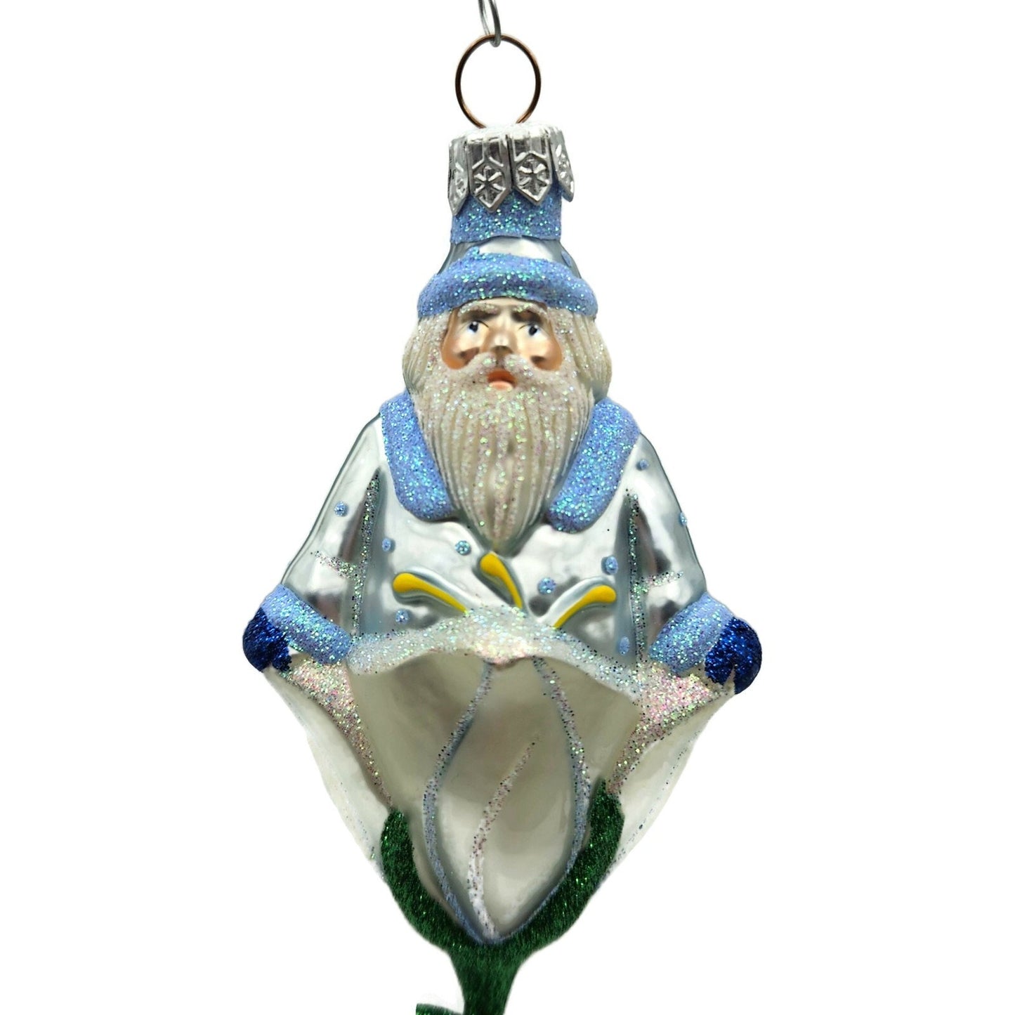 Patricia Breen Bluebell Santa Claus Polka Dots Spring Christmas Tree Ornament