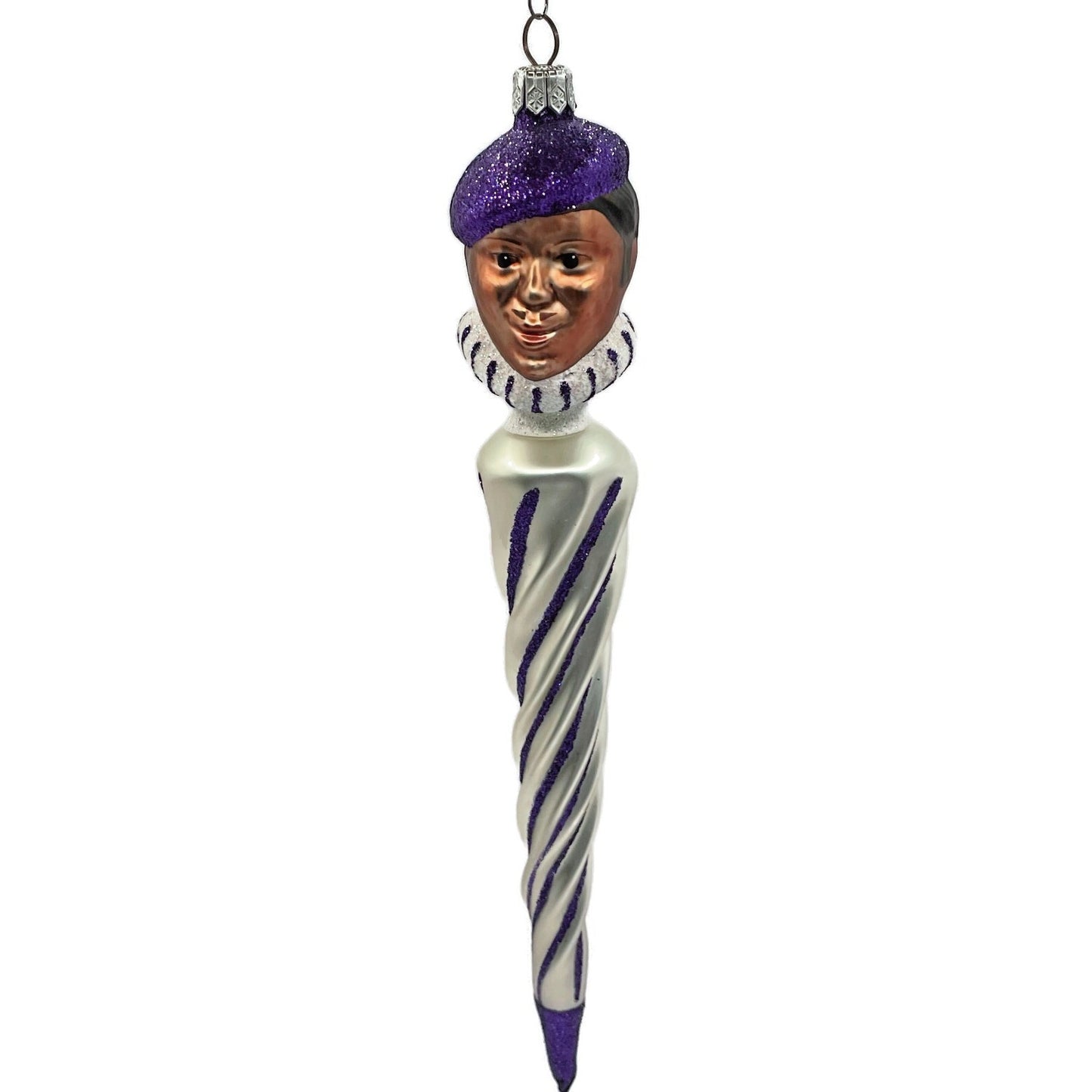 Patricia Breen French Twist Pearl Purple Stripe Glittered Tip Christmas Ornament