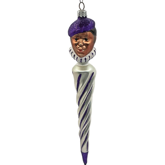 Patricia Breen French Twist Pearl Purple Stripe Glittered Tip Christmas Ornament