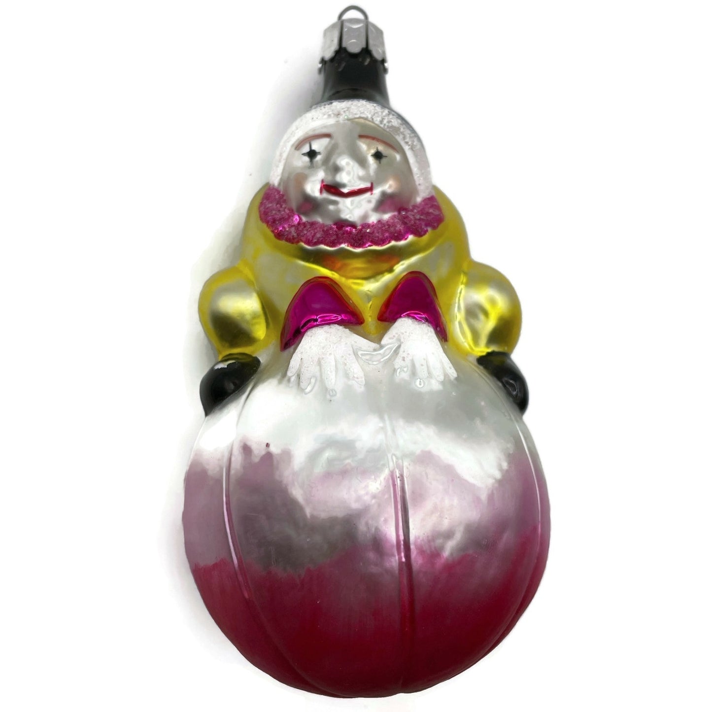 Christopher Radko Roly Poly Circus Clown Yellow Christmas Tree Ornament 91-032-1