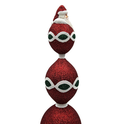 Patricia Breen Faberge Finial Red Santa Glitter Holiday Christmas Tree Topper