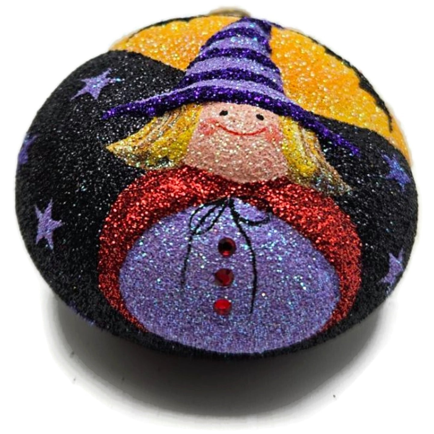 Patricia Breen Halloween Witch Medallion Black Orange Bats Christmas Ornament
