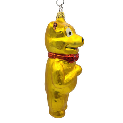 Old World Christmas Teddy Bear Red Bow Tie Gold Inge Glass Holiday Ornament