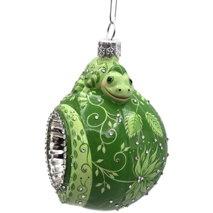 Patricia Breen Happy Holidays Hamish Verdant Green Chameleon Christmas Ornament