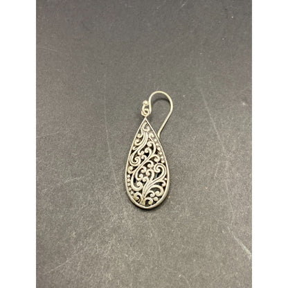 Samuel B Teardrop Shape Dangle Hook Earrings 925 Sterling Silver Filigree NWT