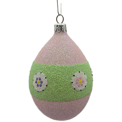 Patricia Breen Easter Egg Green Thick Stripe Floral Easter Christmas Ornament