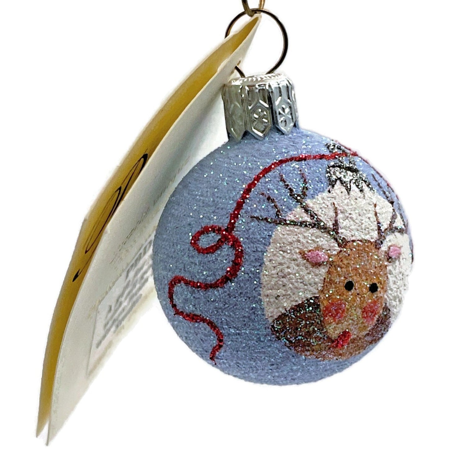Patricia Breen Studio Gift Ball Blue Reindeer Christmas Tree Decor Ornament