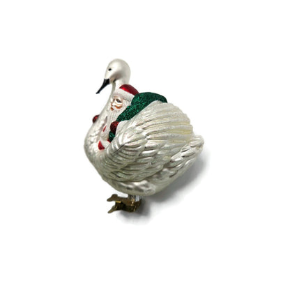 Patricia Breen Swan Boat Santa Claus Red Gold Trim Clip On Christmas Ornament