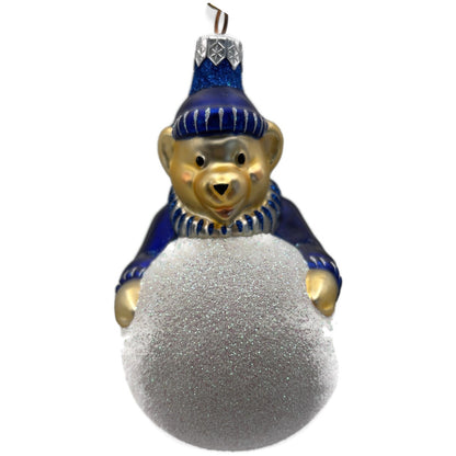 Patricia Breen Henry The Baby Bear Blue Snowball Glass Christmas Tree Ornament