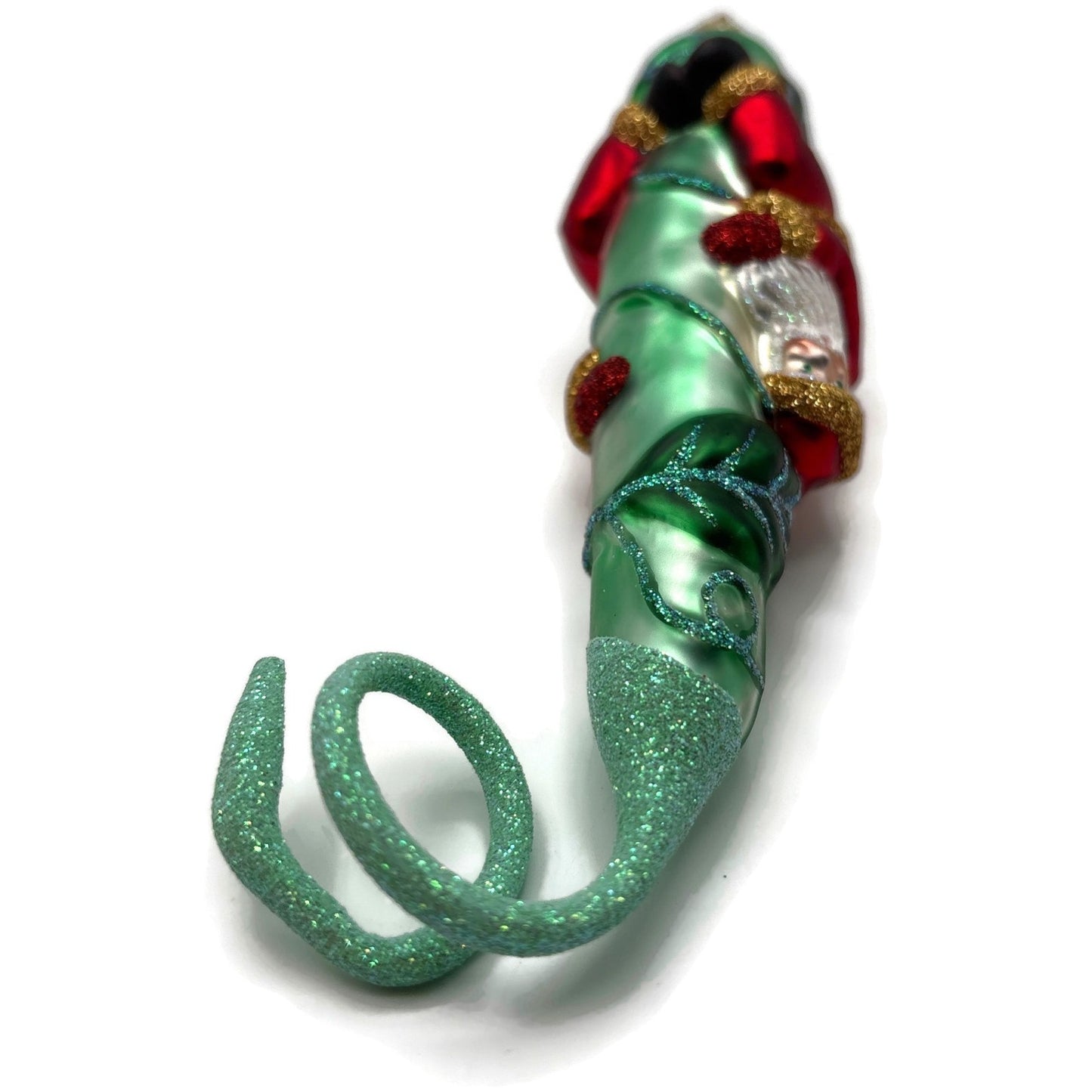 Patricia Breen Santa and the Beanstalk Red Green Matte Christmas Tree Ornament