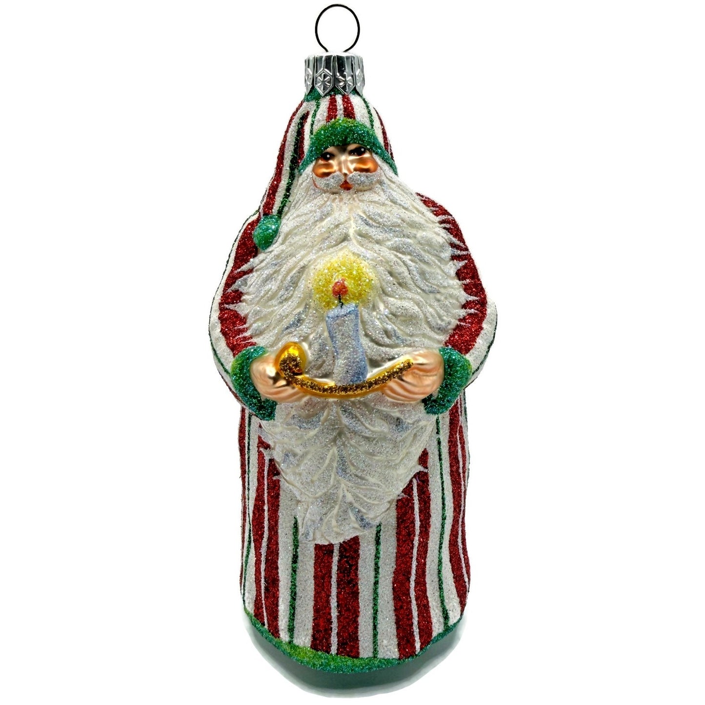 Patricia Breen Light A Single Candle Striped Santa Claus Christmas Tree Ornament