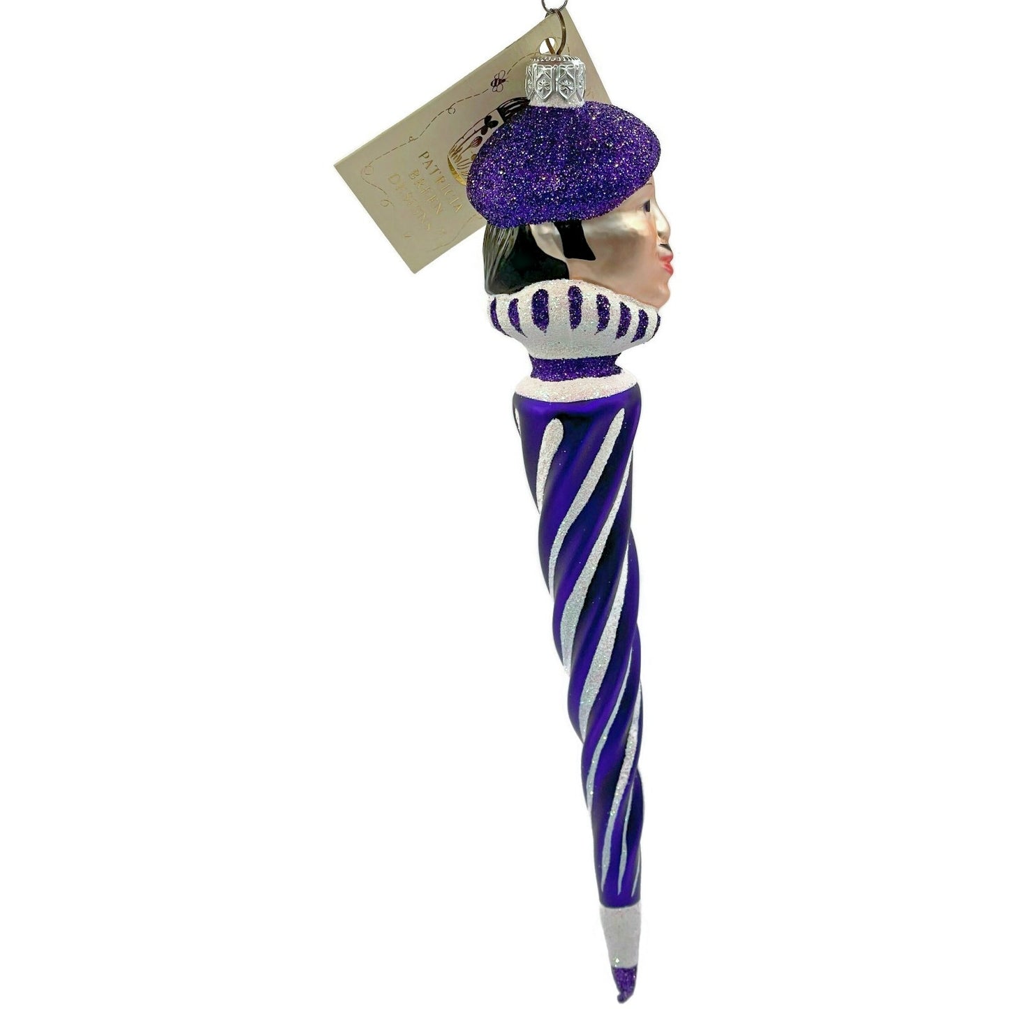 Patricia Breen French Twist Purple Pearl Glittered Stripes Christmas Ornament
