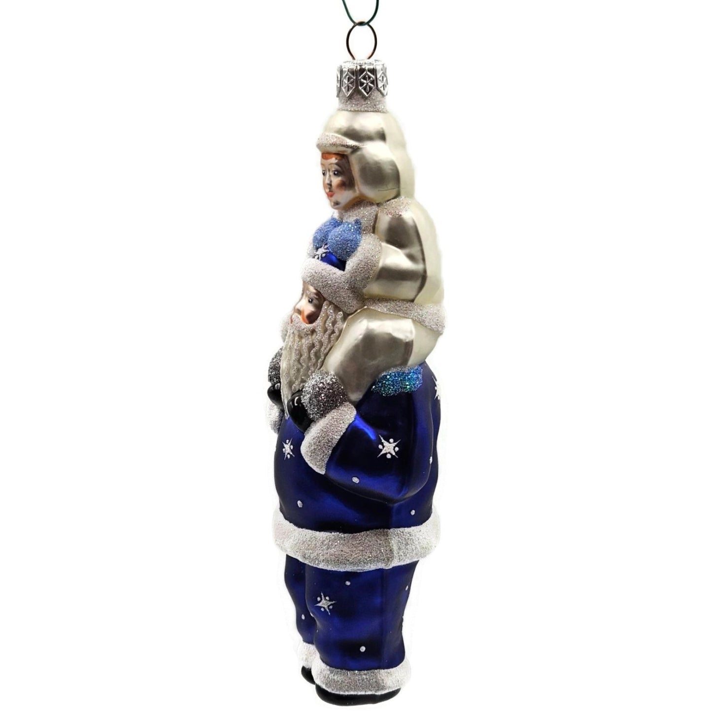 Patricia Breen Carry Me Santa Claus Cobalt Pearl Snowflakes Christmas Ornament