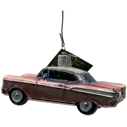 57 Chevy Ornament Classic Car Pink Glittered OWC Old World Christmas Tree Decor