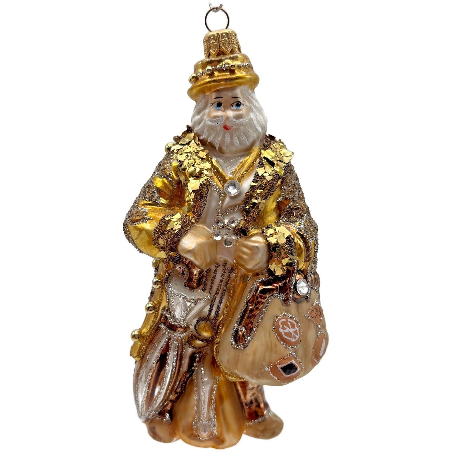 Heartfully Yours Old English Santa Claus Gold Jeweled Christmas Tree Ornament