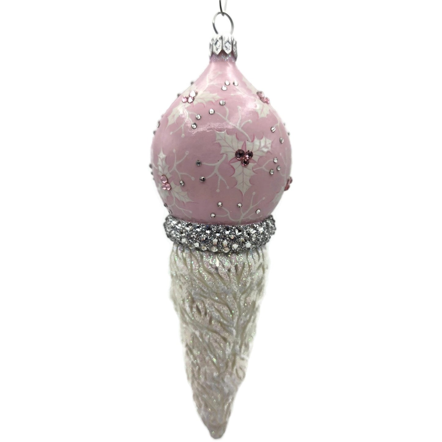 Patricia Breen Vendome Claus Pink White Reflector Christmas Ornament CATZ Rare