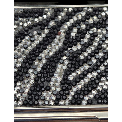 Vintage Judith Leiber Swarovski Crystal Zebra Business Card Holder Silver Tone