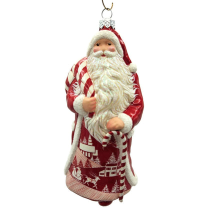 Patricia Breen Joyeux Noel Henri Red White Peppermint Stripe Christmas Ornament