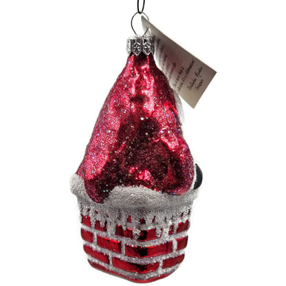 Christopher Radko Santa Claus Down The Chimney Red Christmas Ornament 94-176-0