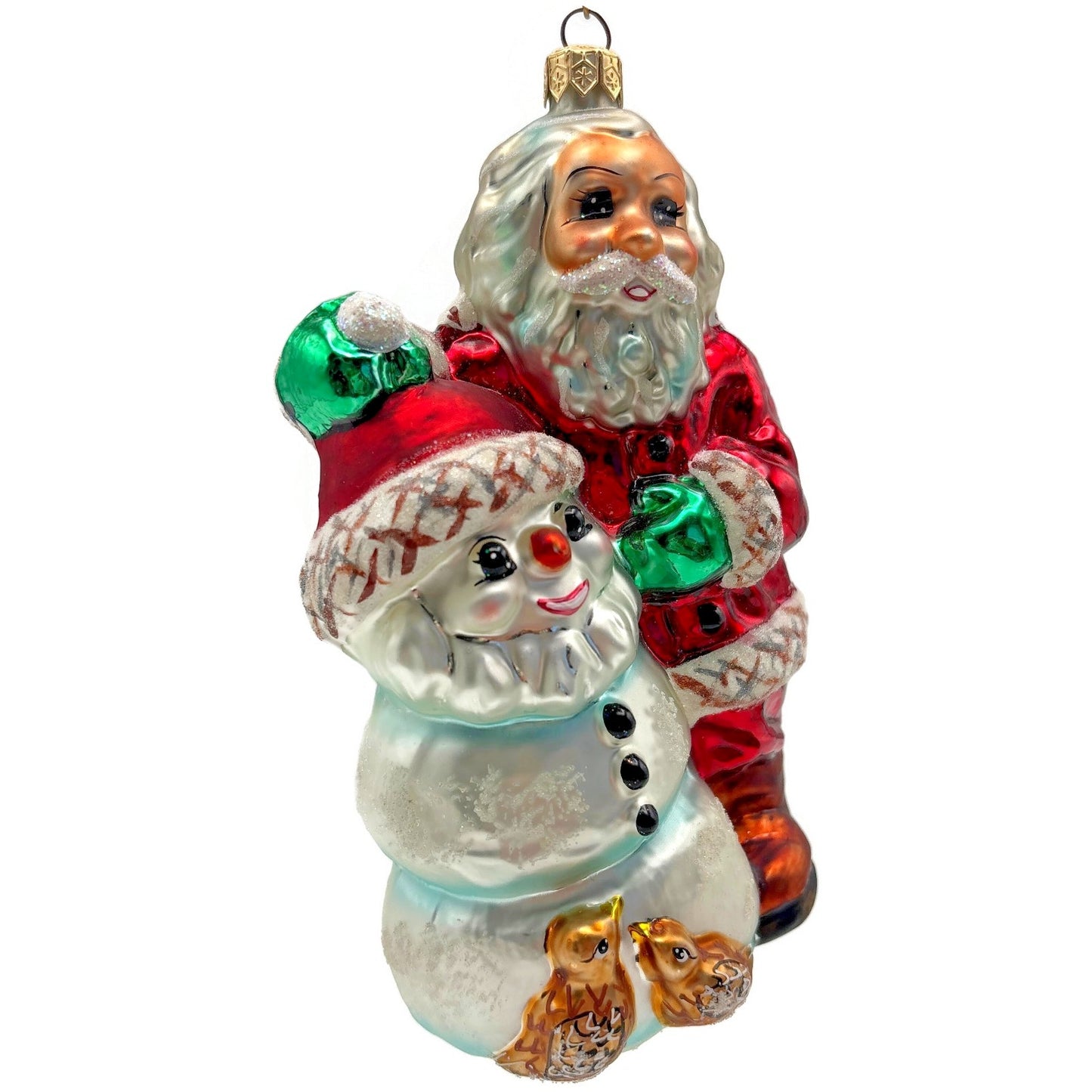 Christopher Radko Frosty Santa Claus Snowman Glass Christmas Ornament 98-317-0