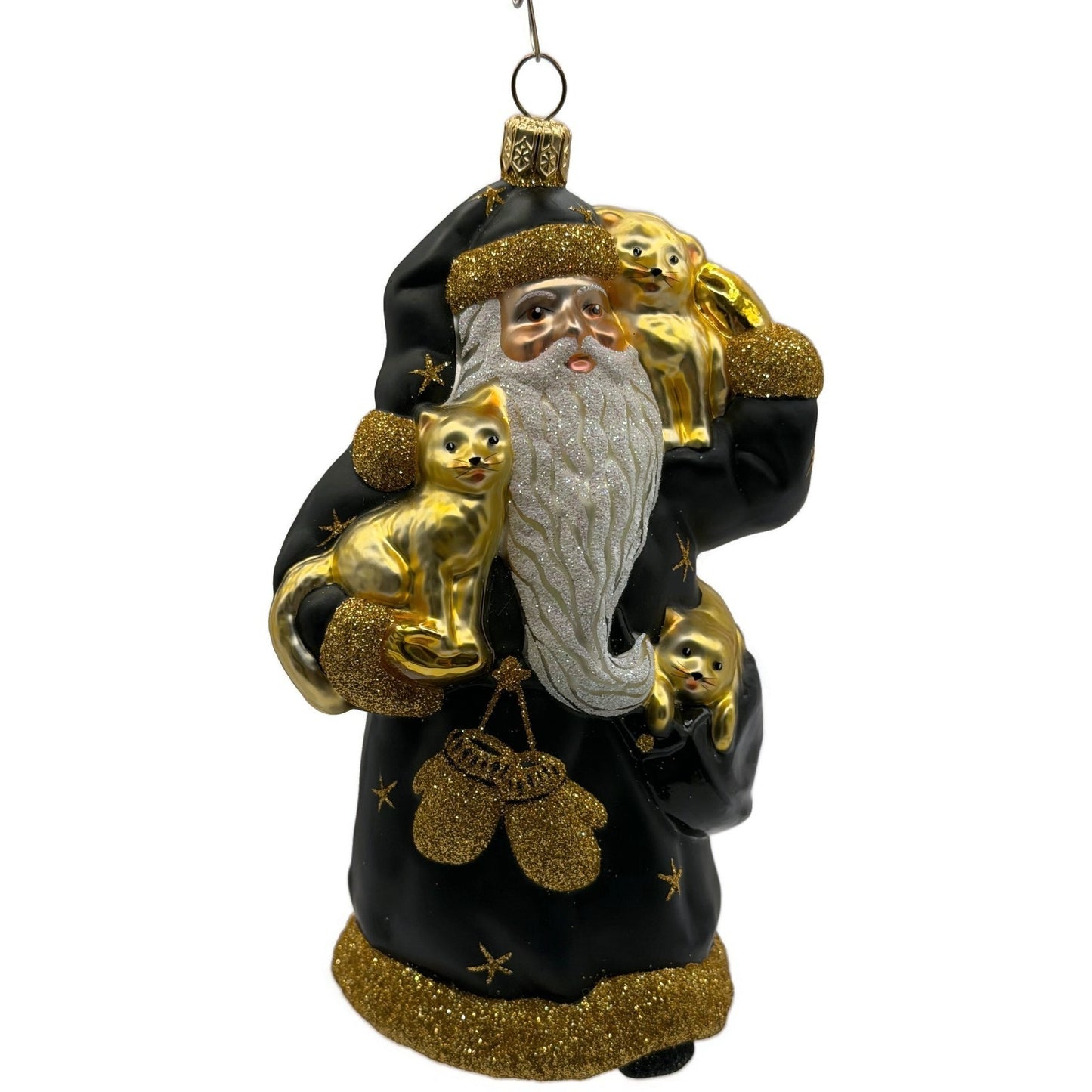 Patricia Breen Stanzi's Kittens Black Santa Cats Stars Christmas Ornament 2097