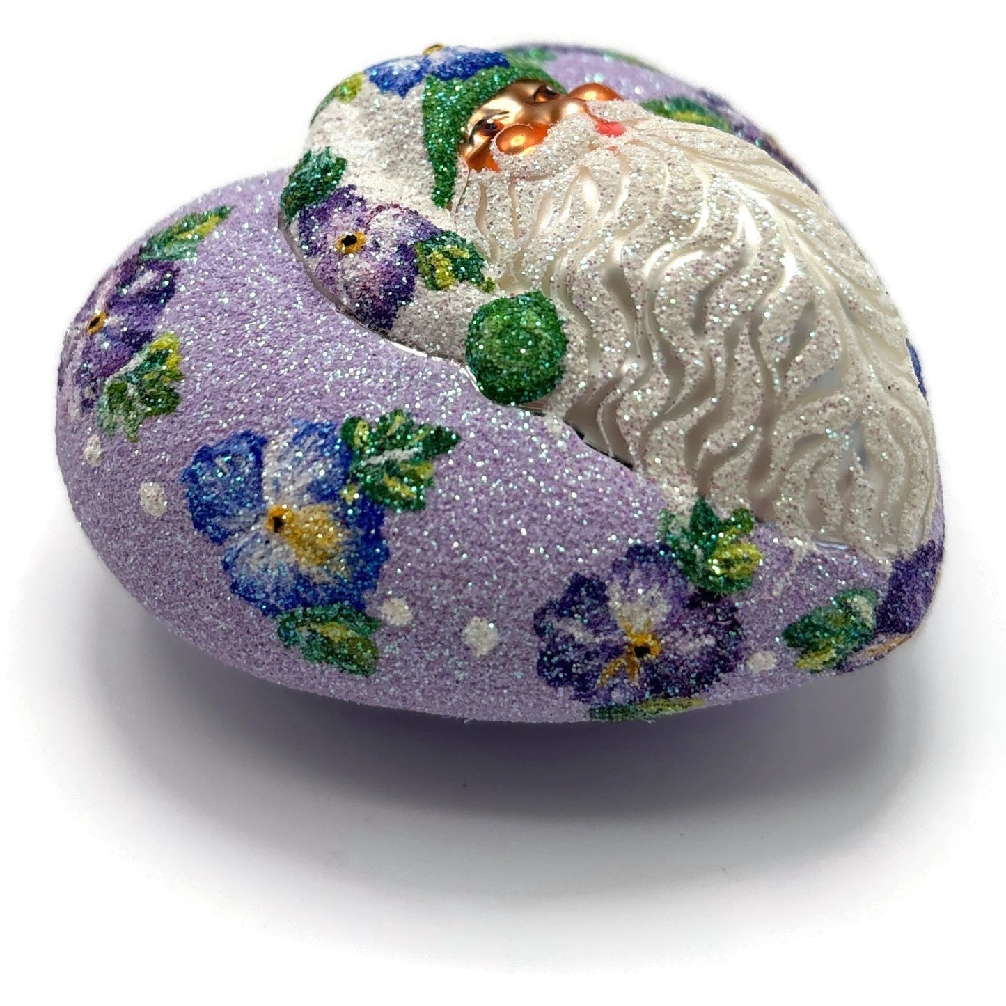 Patricia Breen Never Forget Pansies Lavender Heart Santa Christmas Ornament