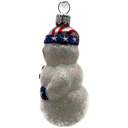 Patricia Breen Loving Snowman Patriotic Star Striped Christmas Tree Ornament