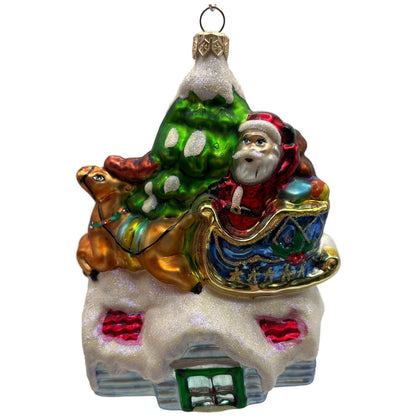 Christopher Radko Up On The House Top Santa Christmas Tree Ornament 99-215-0