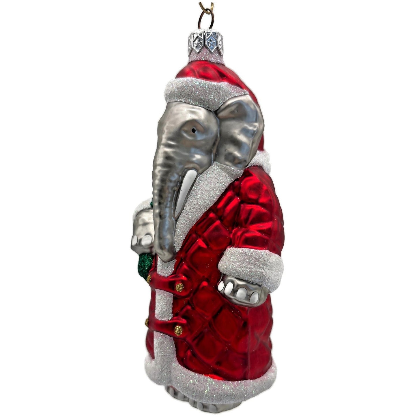 Patricia Breen Christmas at the Zoo Red Glittered Bag Elephant Santa Ornament
