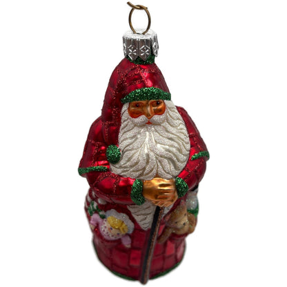 Patricia Breen Patchwork Santa Red Bear Snowman Candy Canes Christmas Ornament