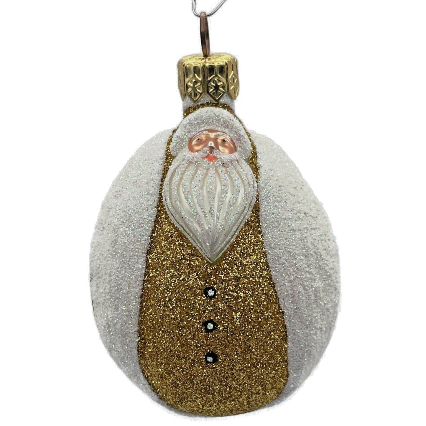 Patricia Breen Santa Ladybug White Gold Glittered Spring Holiday Tree Ornament
