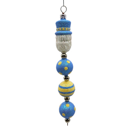 Patricia Breen Kinetic Icicle Blue Yellow Polka Dot Santa Easter Ornament 2326