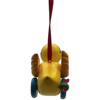 Hallmark Waddles 2001 Duck Pull Toy Wooden Yellow Keepsake Christmas Ornaments